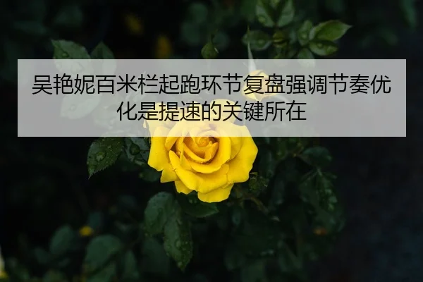 吴艳妮百米栏起跑环节复盘强调节奏优化是提速的关键所在